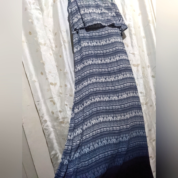Soft long ombre print blue & white maxi dress size large NWOT - Picture 5 of 10